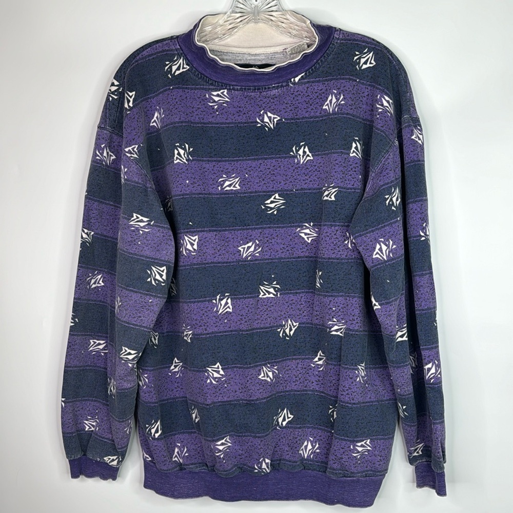 Vintage Santana Purple Striped Sweatshirt Size Medium
